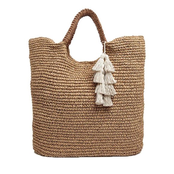 NWT Fallon & Royce Mel Woven Straw Tote in 'Natural' - Picture 1 of 15